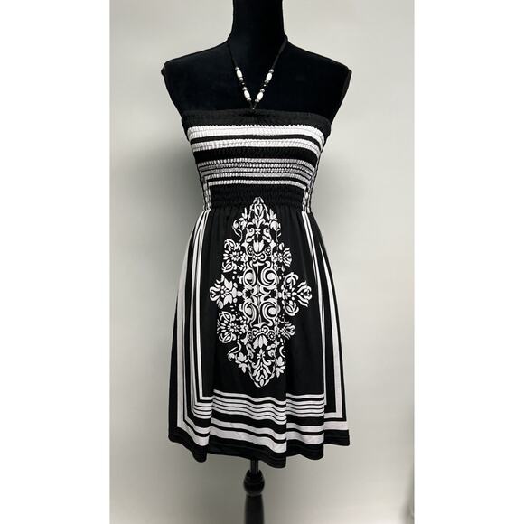 VTG Y2K Dress Short Smocked Flare Small Festival Club Whimsigoth Beach Boho - Picture 1 of 11